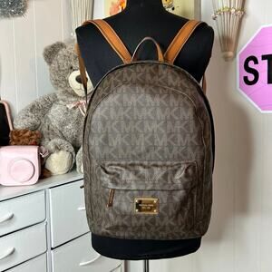 ⁀➷ Michael Kors Brown Jet Set Backpack